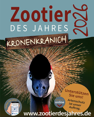 Bild vergr&ouml;&szlig;ern: Der Kronenkranich ist das Zootier des Jahres 2026.
